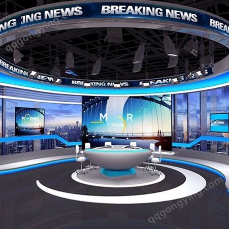 西安全景演播室设计 新闻站播访谈虚拟类节目演播室