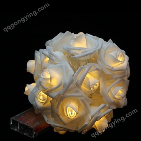 LED玫瑰花电池灯节日彩灯装饰灯仿真玫瑰花灯串发光玫瑰花灯串