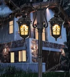 铝制欧式庭院灯小区公园仿古双头庭院景观灯 户外庭院路灯草坪灯