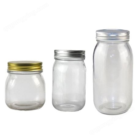 圆形蜂蜜瓶一斤二斤装铁盖密封玻璃包装瓶 梅森罐