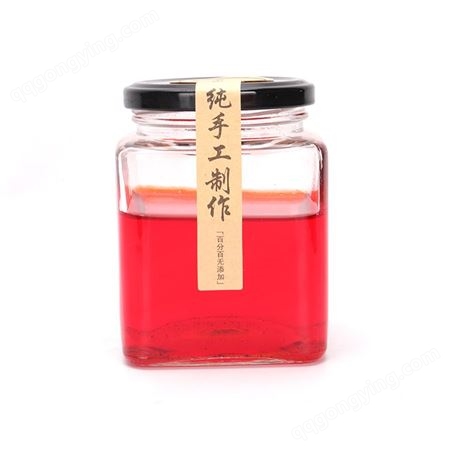 罐头瓶辣椒酱储物罐蜂蜜瓶空瓶子四方玻璃密封罐酱菜瓶可定制