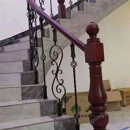 楼梯扶手栏杆立柱护栏实木室内家用简约现代别墅欧式配件花普罗盾