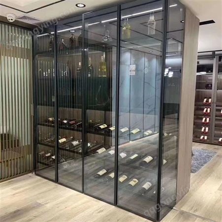 铝唯铝合金酒柜 玻璃门酒柜展示 地下室隔断酒柜