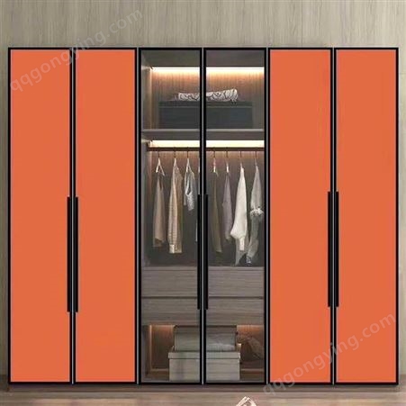 铝唯推拉式全铝衣柜整体定制 现代收纳储存简易玻璃门衣柜