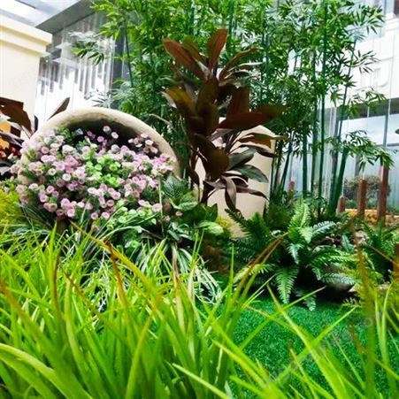 室内外仿真植物组合装饰 办公室商场假绿植造景摆件提供安装